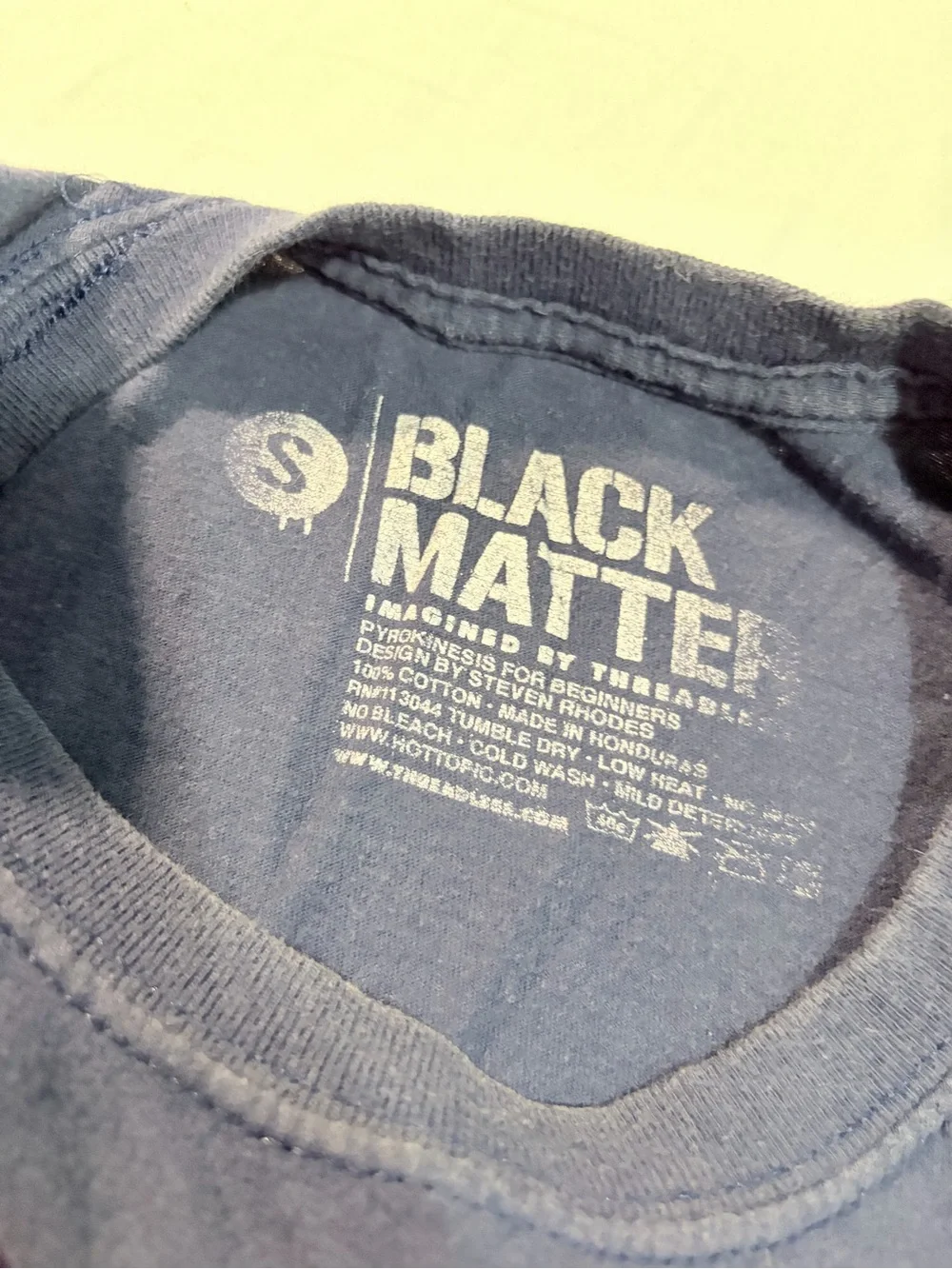 Black Matter Navy Graphic Tee with Retro Pyrokinesis Print - Picture 3 of 4